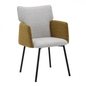 Two-Tone Fabric Arm Dining Chair